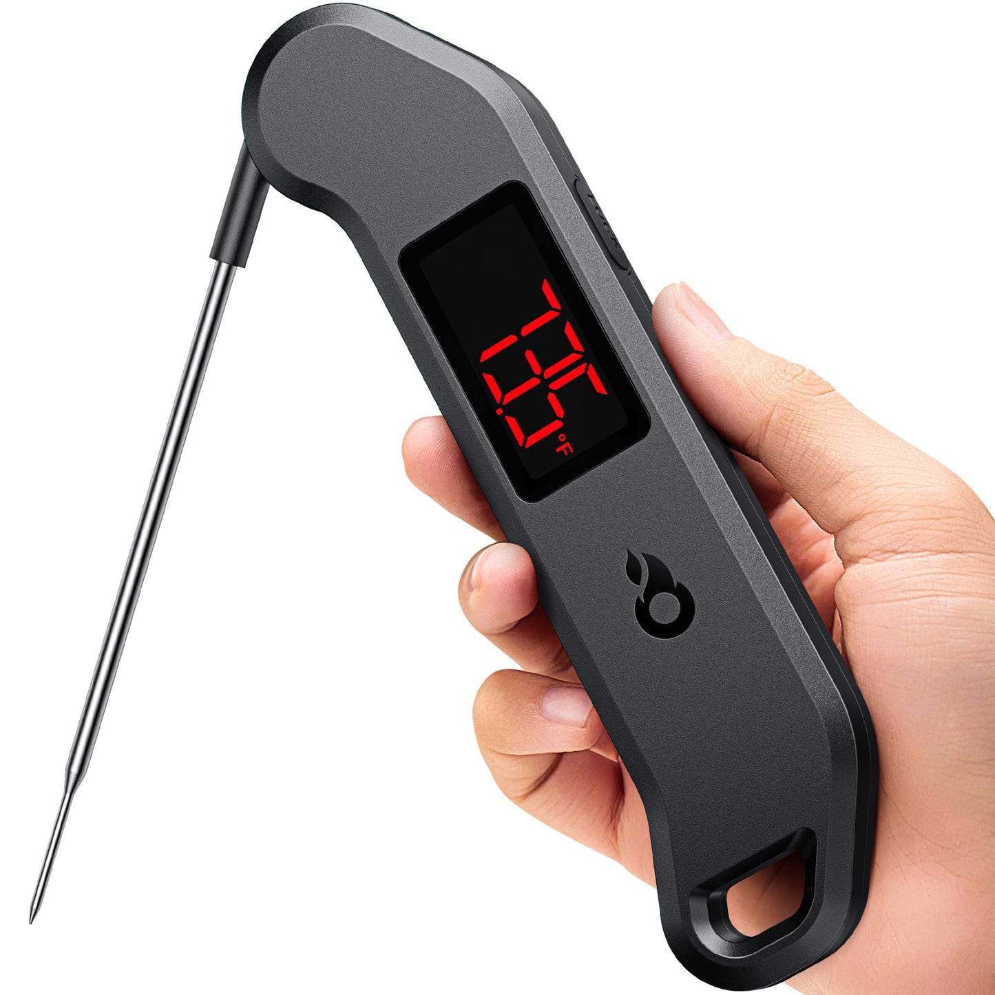 Professional Digital Meat Thermometer, 1 Sec Instant Read, ±0.5℉ Accuracy NIST&NSF Certified Food Thermometer, Auto-Rotate Bright LED Screen, Highly Waterproof Cooking Thermometer for Grill BBQ, Black ThermoMaven