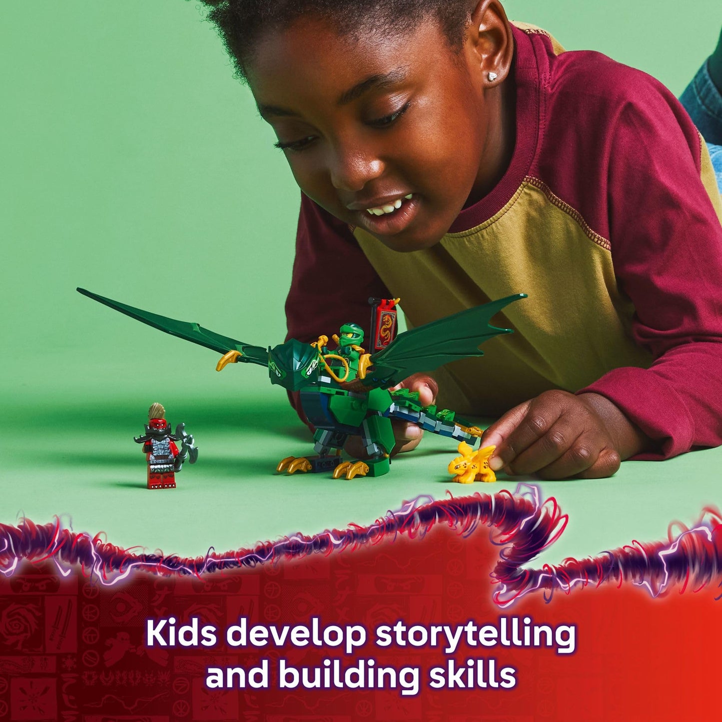 LEGO NINJAGO Lloyd's Green Forest Dragon Toy - Pretend Play Building Toy for Boys and Girls, Ages 6+ - Dragon Figurine with 2 Minifigures for Kids - Gift Idea for Birthdays - 71829