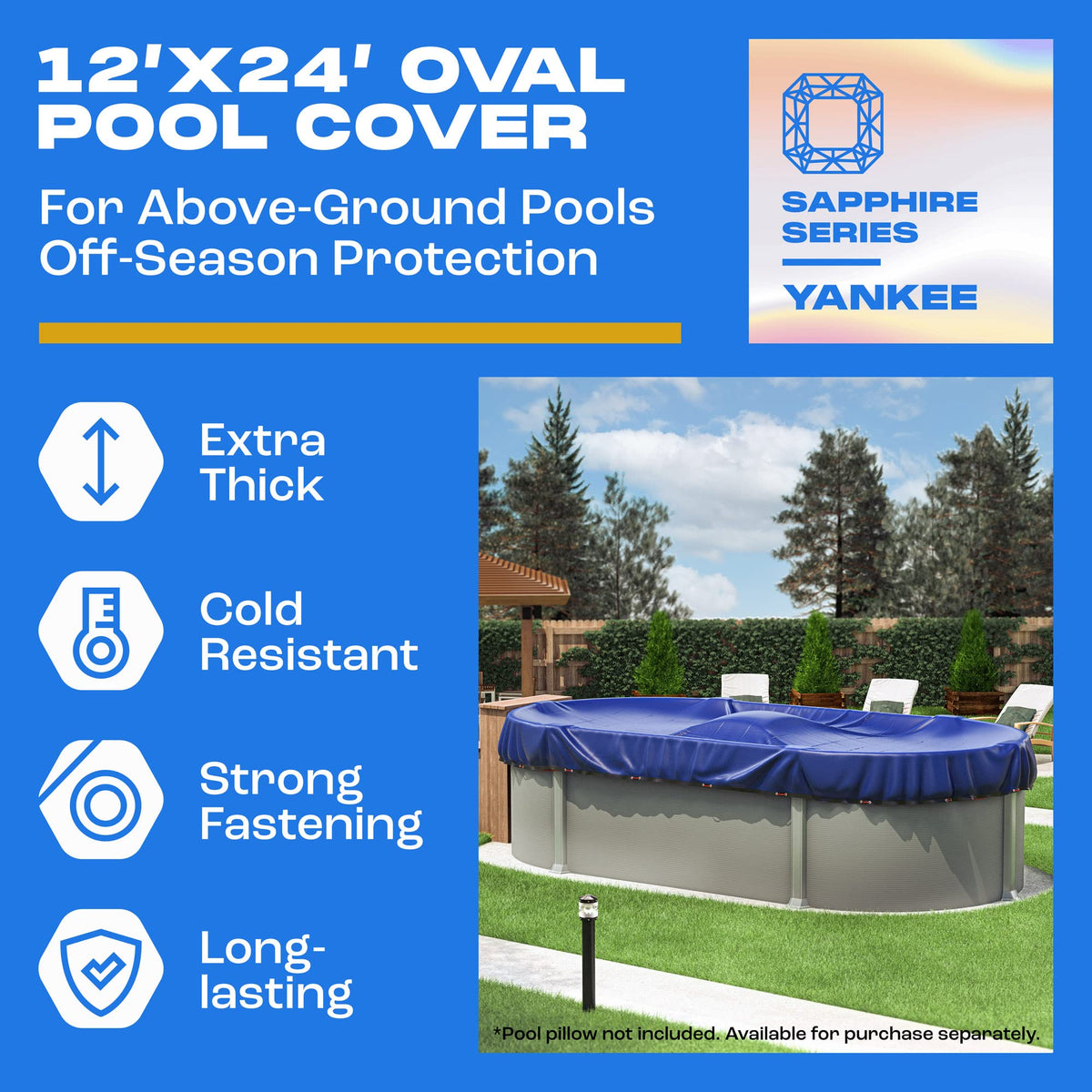 Yankee Pool Cover for Oval Pool | 12 x 24-ft | Oval Winter Pool Cover for Above Ground Pools | Extra Thick & Durable, UV-Resistant | Above-Ground Pool Protection 🍁 All In One Marketplace Canada