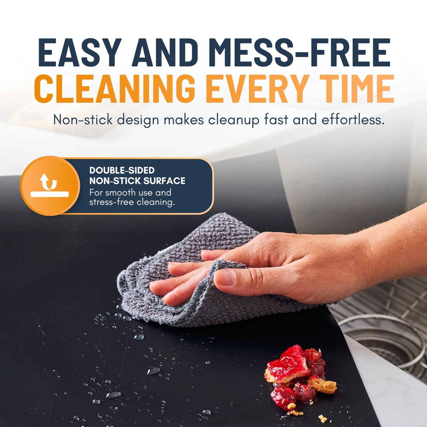 Oven Liners for Bottom of Oven - 3 Pack Large Heavy Duty Mats, 16.25”x23” Non-Stick Reusable Liner for Electric, Gas, Toasters, Grills - BPA & PFOA Free Kitchen Accessory to Keep It Clean (Black) - Available at All In One Marketplace Canada