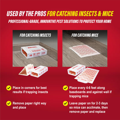 Catchmaster Mouse & Insect Glue Boards 60pk, Mouse Traps Indoor for Home, Adhesive Bug Catcher, Rat & Rodent Sticky Trap, Bulk Glue Traps Used by Pros, Pest Control for Home