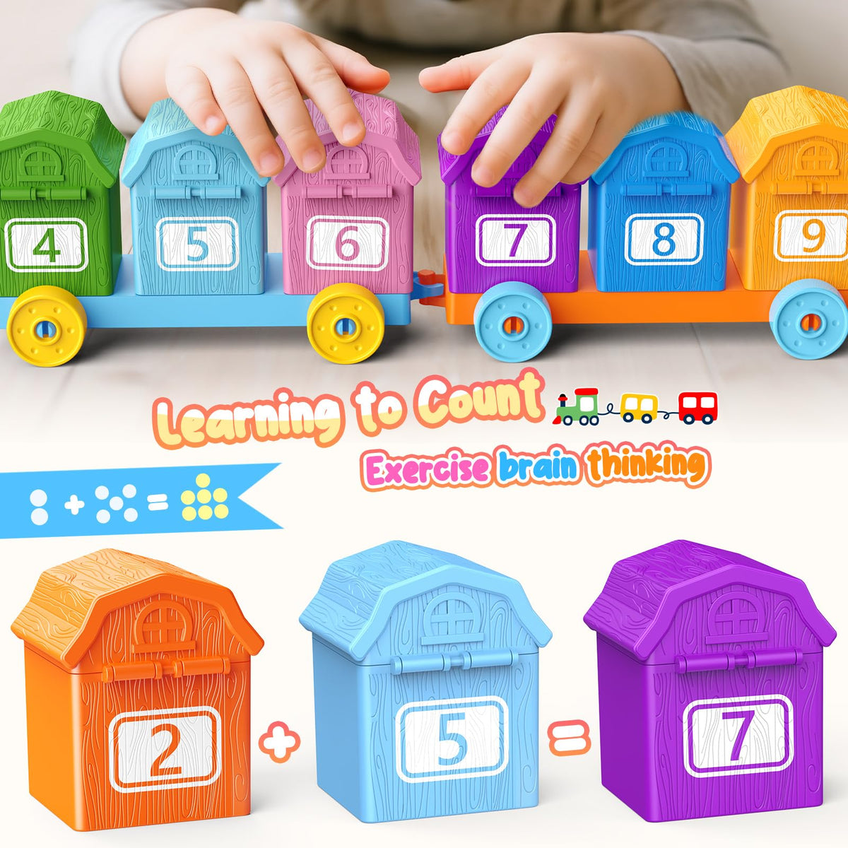 Luckades Toddler Animals Montessori Toys for 2 3 4 Year Old Boy Girl, Learning Farm Train Set with Counting Matching & Sorting for Kids 2-3 3-5 Preschool Christmas Birthday Baby Boy Girl Gifts 🍁 All In One Marketplace Canada
