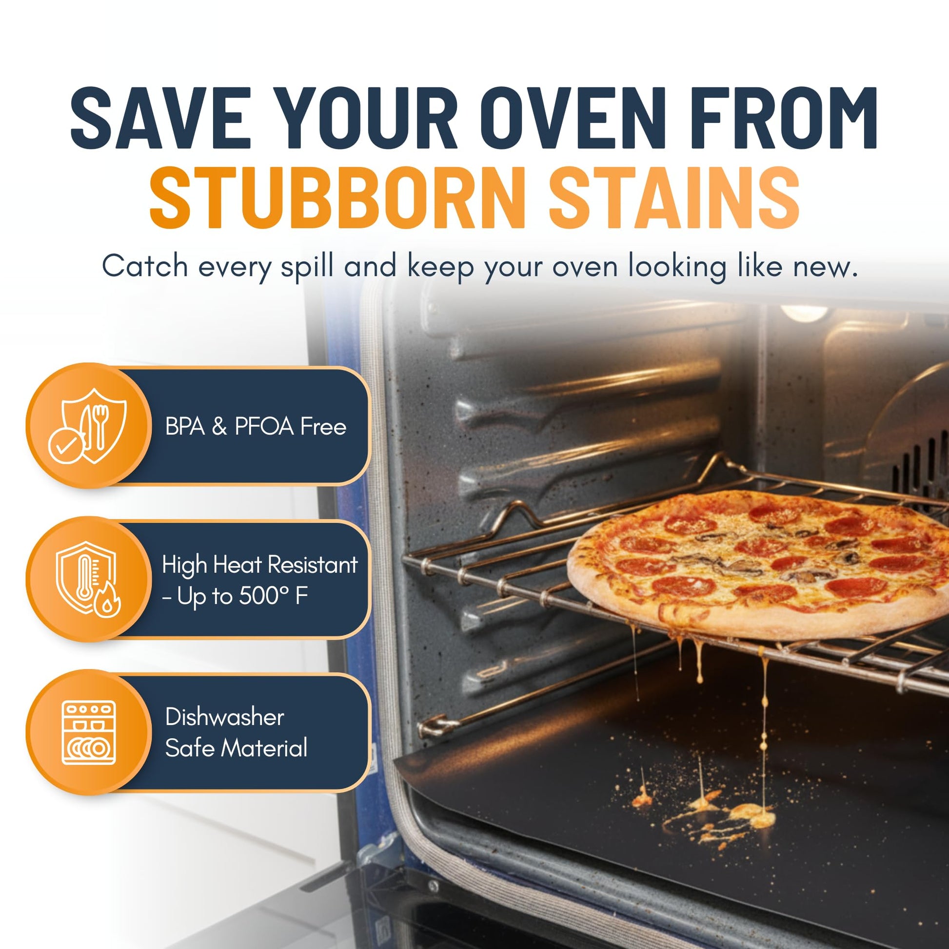 Oven Liners for Bottom of Oven - 3 Pack Large Heavy Duty Mats, 16.25”x23” Non-Stick Reusable Liner for Electric, Gas, Toasters, Grills - BPA & PFOA Free Kitchen Accessory to Keep It Clean (Black) - Available at All In One Marketplace Canada