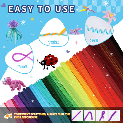 1200Pcs 24 Colors Thick Chenille Pipe Cleaners Bulk for DIY Craft 🍁 All In One Marketplace Canada
