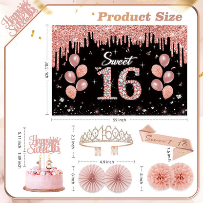 50Pcs Sweet 16 Birthday Party Decorations for Girls,Pre-Assembled Party Set 🍁 All In One Marketplace Canada
