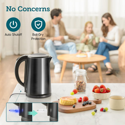 Cosori Stainless Steel Electric Kettle, 1.5L Double Wall, Cordless, Black 🍁 All In One Marketplace Canada