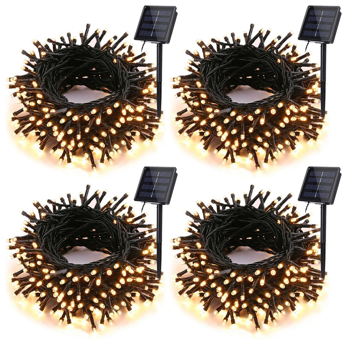 Solar String Lights Outdoor, 4 Pack Total 132ft 400 LED Solar Fairy Lights 8 Modes Waterproof for Garden, Patio, Home, Party, Wedding, Holiday, Tree, Outdoor Decor (Warm White) 🍁 All In One Marketplace Canada