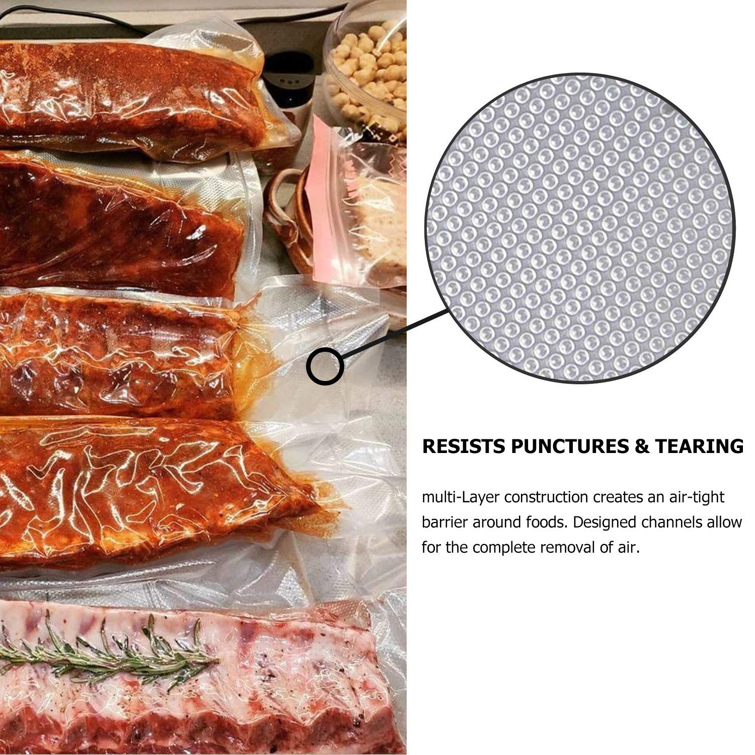 11’’ x 150’ Vacuum Sealer Roll Keeper with Cutter, Vacuum Sealer Bags for Food, Food Saver Bags Rolls, BPA Free, Commercial Grade, Great for Storage, Meal prep and Sous Vide - Available at All In One Marketplace Canada