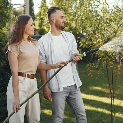WORKPRO Garden Hose 5/8 in x 10 FT, Heavy Duty, Flexible, Lightweight Water Hose with 360° Rotation Handle, 3/4" GHT Solid Brass Fittings, for Outdoor, Lawn, Garden & Yard, Car Wash WORKPRO