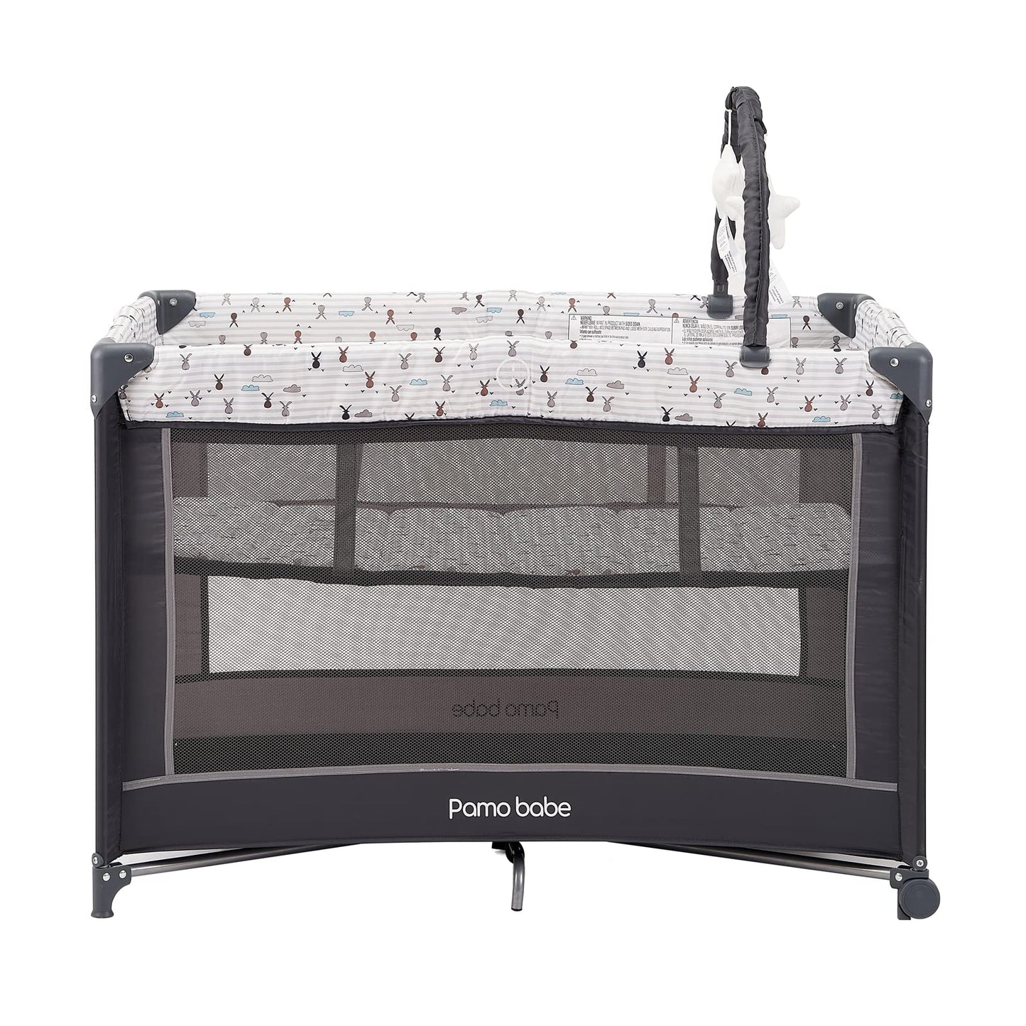 Pamo Babe Portable Baby Playpen, Lightweight Travel Playard with Mattress and Wheels (Rabbit) - Available at All In One Marketplace Canada
