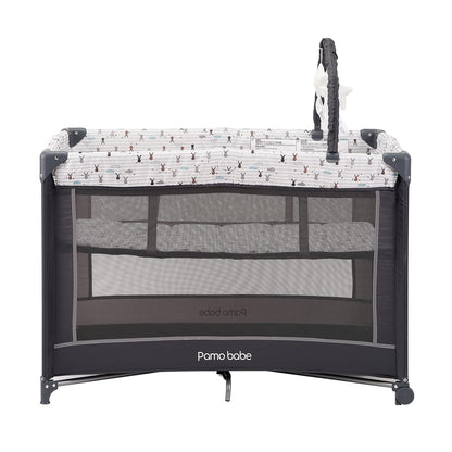 Pamo Babe Portable Baby Playpen, Lightweight Travel Playard with Mattress and Wheels (Rabbit) - Available at All In One Marketplace Canada