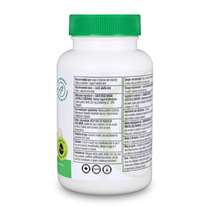 Organika Canadian-Made Vegetarian Collagen - Sourced From Natural Eggshell Membrane | For Healthier Skin, Hair, Nails and Joints - 60vcaps Organika
