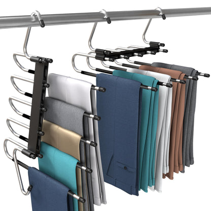 Utopia Home 2 Pack Pants Hangers Space Saving - Clothes Hanger with Stainless Steel Hook & Anti-Slip Design - Closet Organizer for Jeans, Trousers, Skirts, Scarf & Slacks (Black) - Available at All In One Marketplace Canada