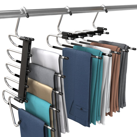 Utopia Home 2 Pack Pants Hangers Space Saving - Clothes Hanger with Stainless Steel Hook & Anti-Slip Design - Closet Organizer for Jeans, Trousers, Skirts, Scarf & Slacks (Black) - Available at All In One Marketplace Canada