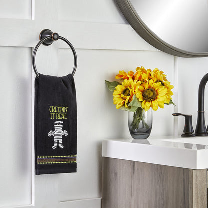 Ensemble de 2 essuie-mains SKL Home Halloween « Creepin' Real » phosphorescents pour salle de bain, cuisine ou bar, idéal pour offrir en cadeau