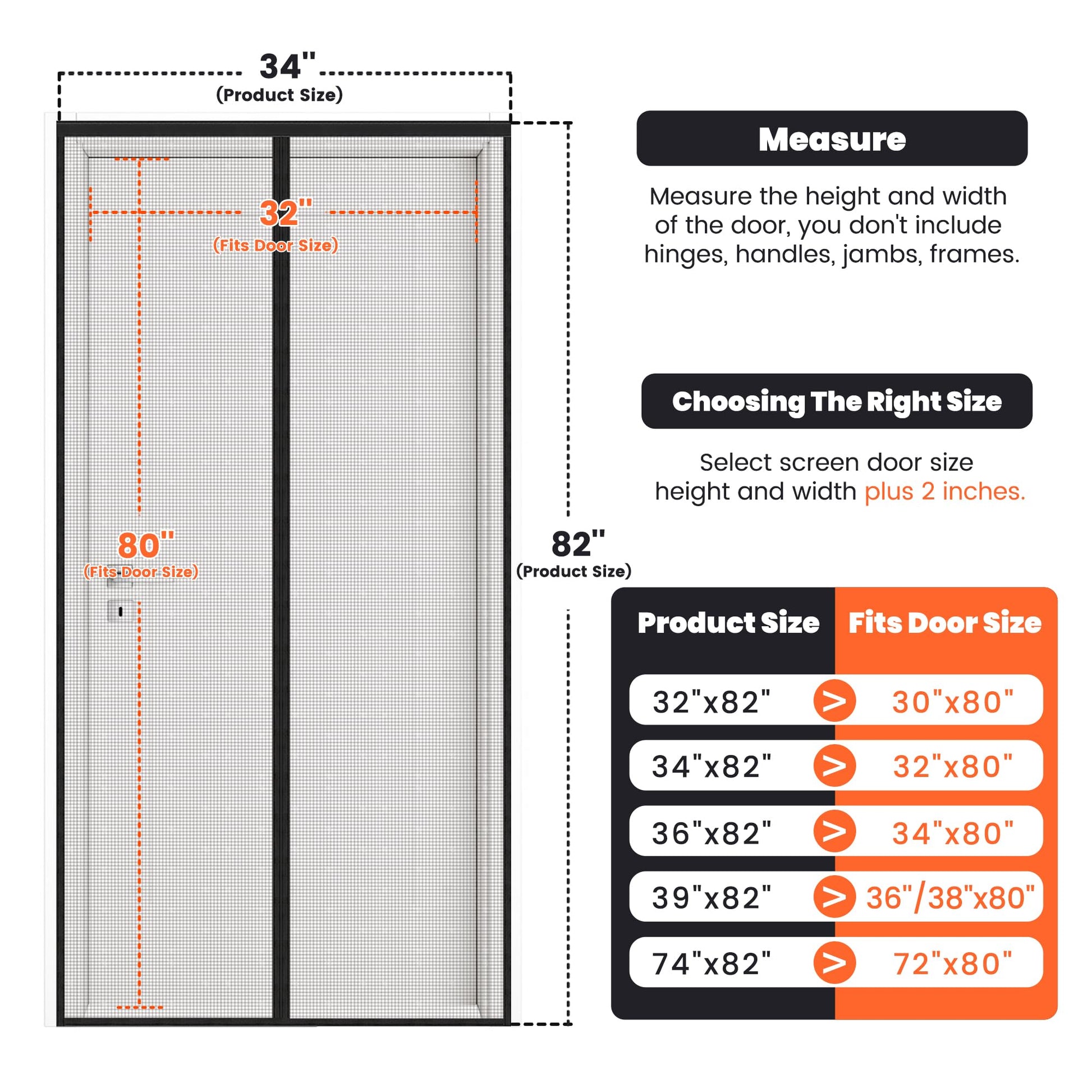 Magnetic Screen Door (Screen Size 32" x 82"), Fits Door Opening 30"x80", Heavy Duty Fiberglass Moustiquaire Magnétique, Screen Mesh with Automatic Block Closure, Walk Through Easily for Kids Pets