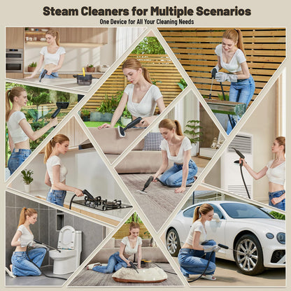 Gautye Steam Cleaner, 3 Level Adjustable Handle with 15 Accessories - Available at All In One Marketplace Canada