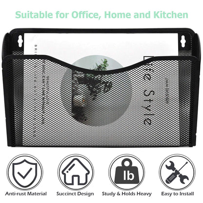 EASEPRES 3 Pack Mesh Wall Mounted File Holder Organizer Metal Hanging Vertical Paper Mails Rack Storage Wire Single Document Filling Holder Pocket for Office and Home, Black 🍁 All In One Marketplace Canada