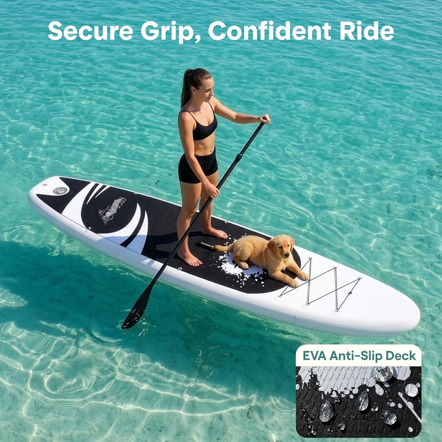 SereneLife 10'/10'6" Inflatable Stand Up Paddle Board with SUP Accessories, Inflatable SUP with Anti-Slip EVA Deck Pad, Wide Design Paddle Board for Adults and Youth 🍁 All In One Marketplace Canada