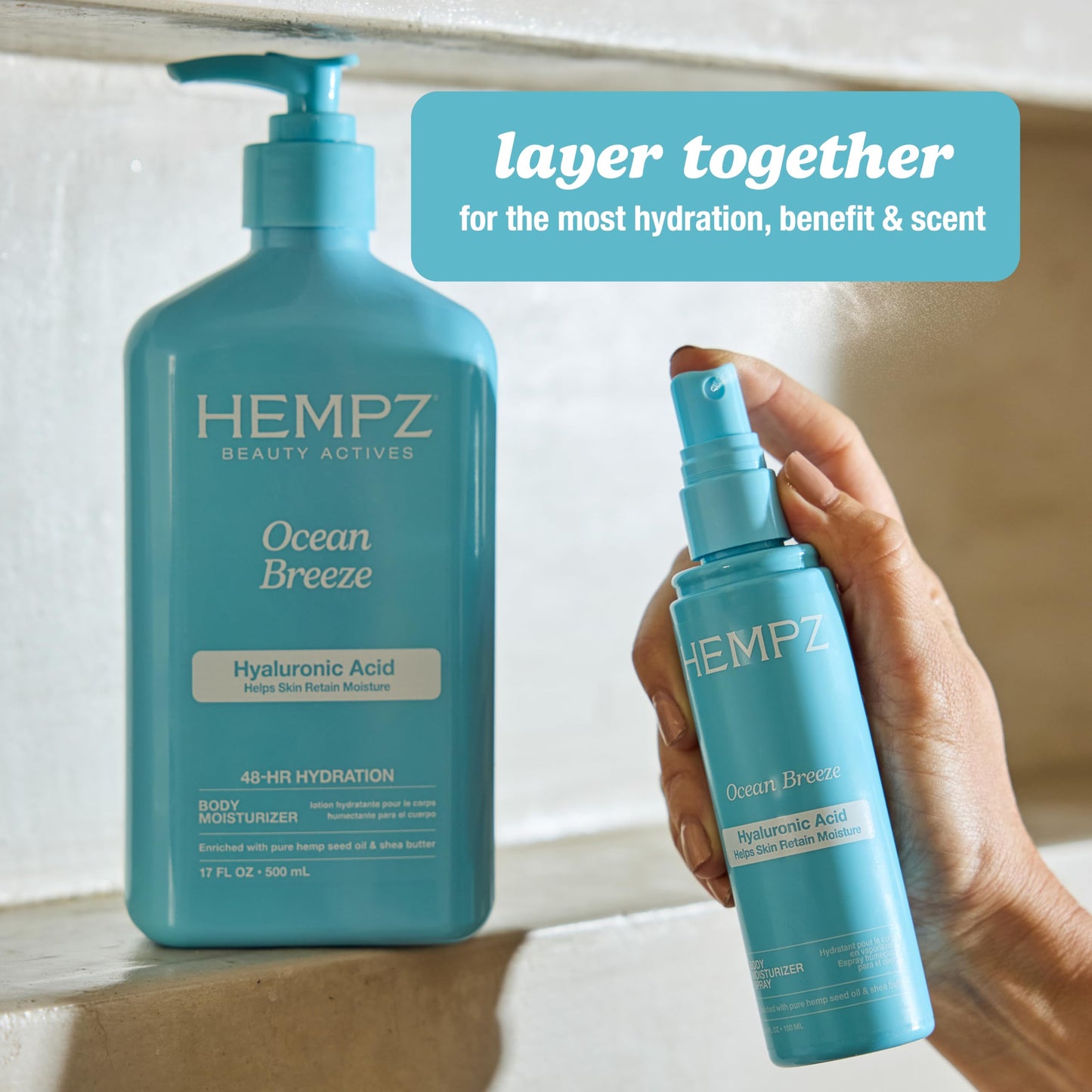 HEMPZ Body Lotion - Ocean Breeze Limited Edition Daily Moisturizing Cream, Shea Butter, Aloe, Body Moisturizer - Skin Care Products, Hemp Seed Oil - 17 Fl Oz HEMPZ
