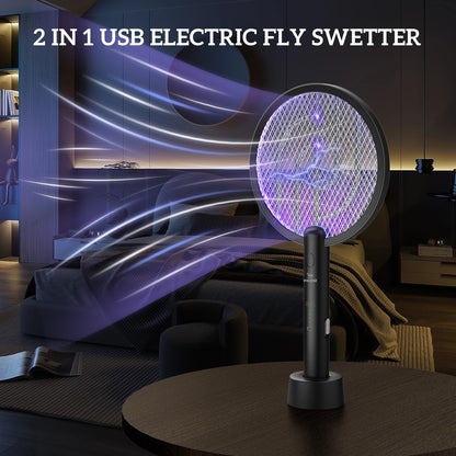 PALONE Bug Zapper Racket, Electric Bug Zapper, 4000V Electric Swatter 3 Layers Lamp, Indoor Zapper Without Waving Hands for Kitchen, Home, Garden and Outdoors(Black)