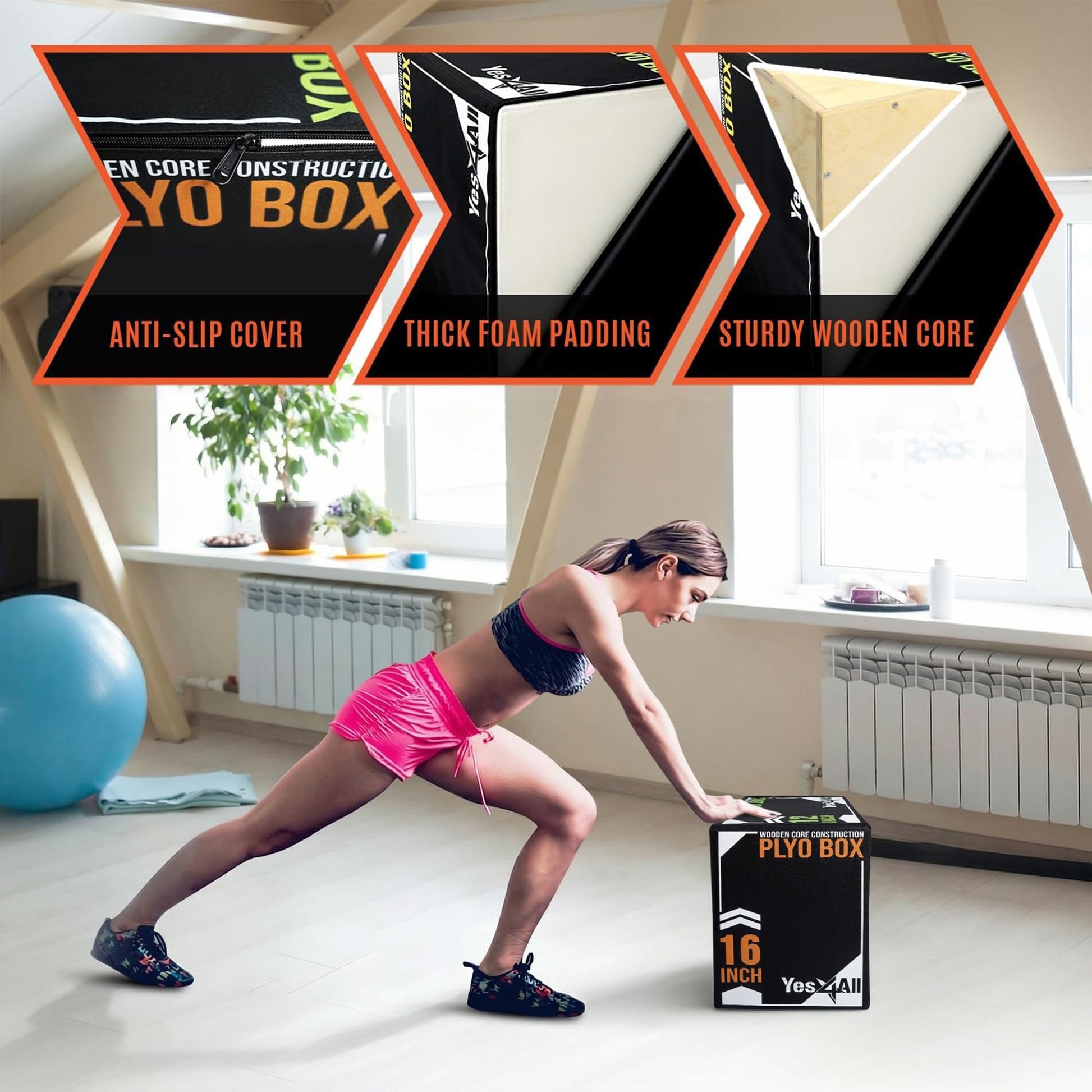 Yes4All 3 in-1 Soft Plyo Box, Model Foam Core, Wooden Core, Foam Box for Exercise, MMA, Training, Available in 4 Sizes Yes4All