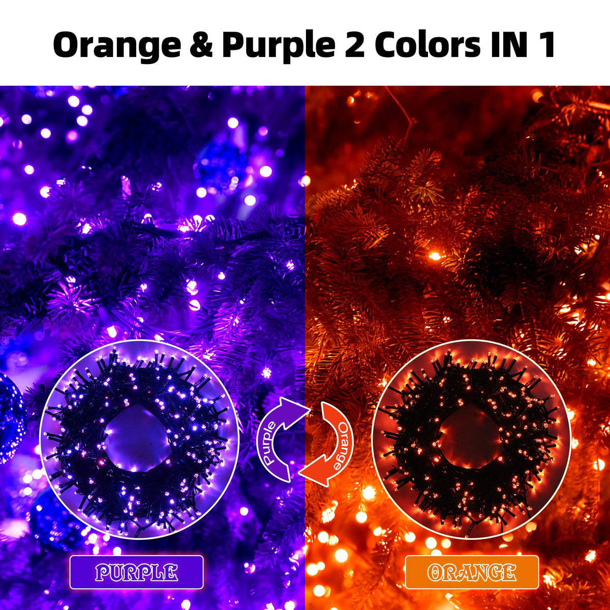 MZD8391 105FT 300LED Halloween Light, Orange Purple Christmas Light 🍁 All In One Marketplace Canada