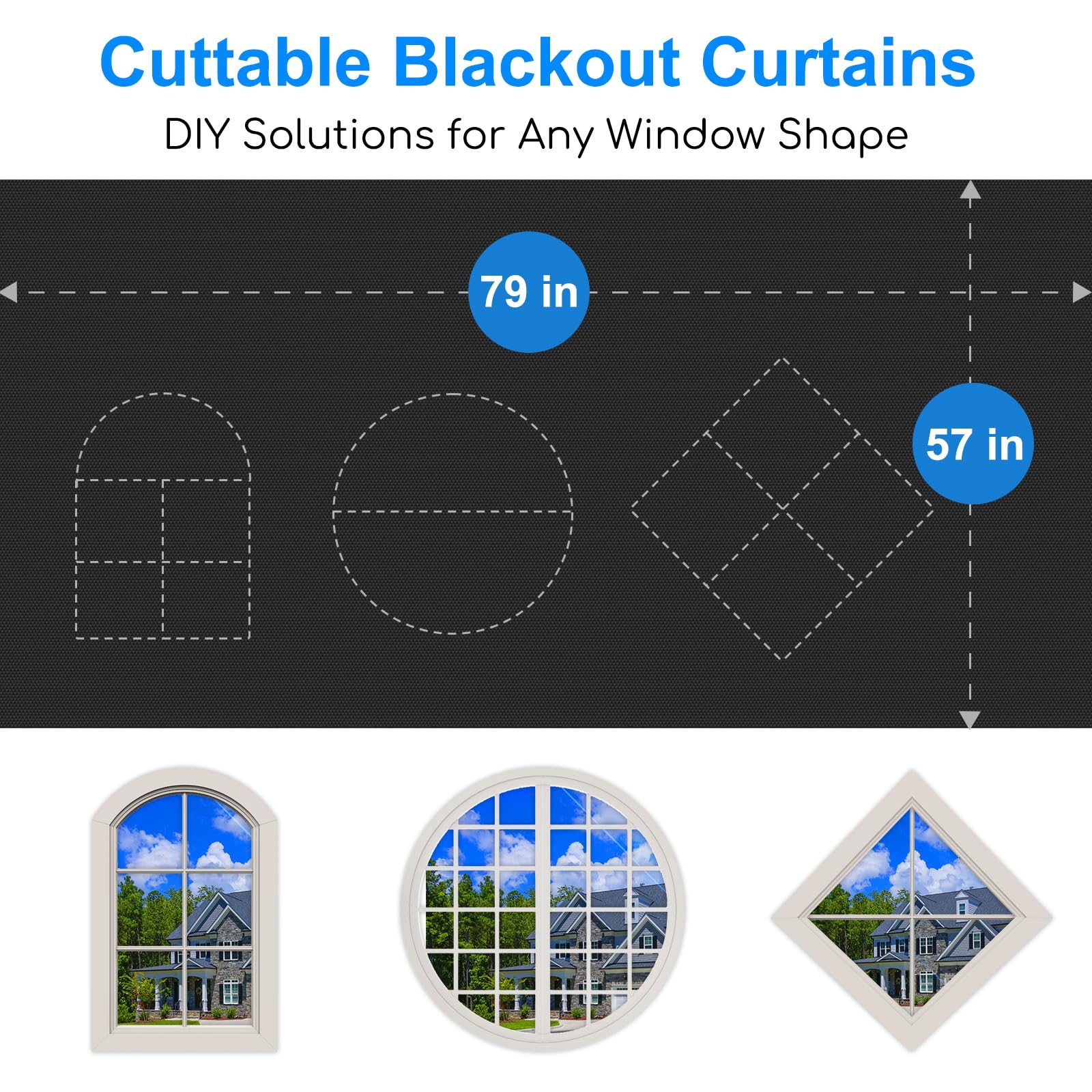 Blackout Curtains for Bedroom - 200x145 cm Portable Blackout Blinds Curtain for Any Windows -100% Blackout Shades Window Film -Temporary Blackout Shades for Baby Nursery,Dorm Room,Travel or Office Use