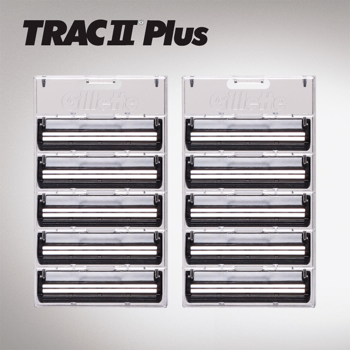 Gillette TRAC II Plus Razor Blade Refills, 10 Count, Black