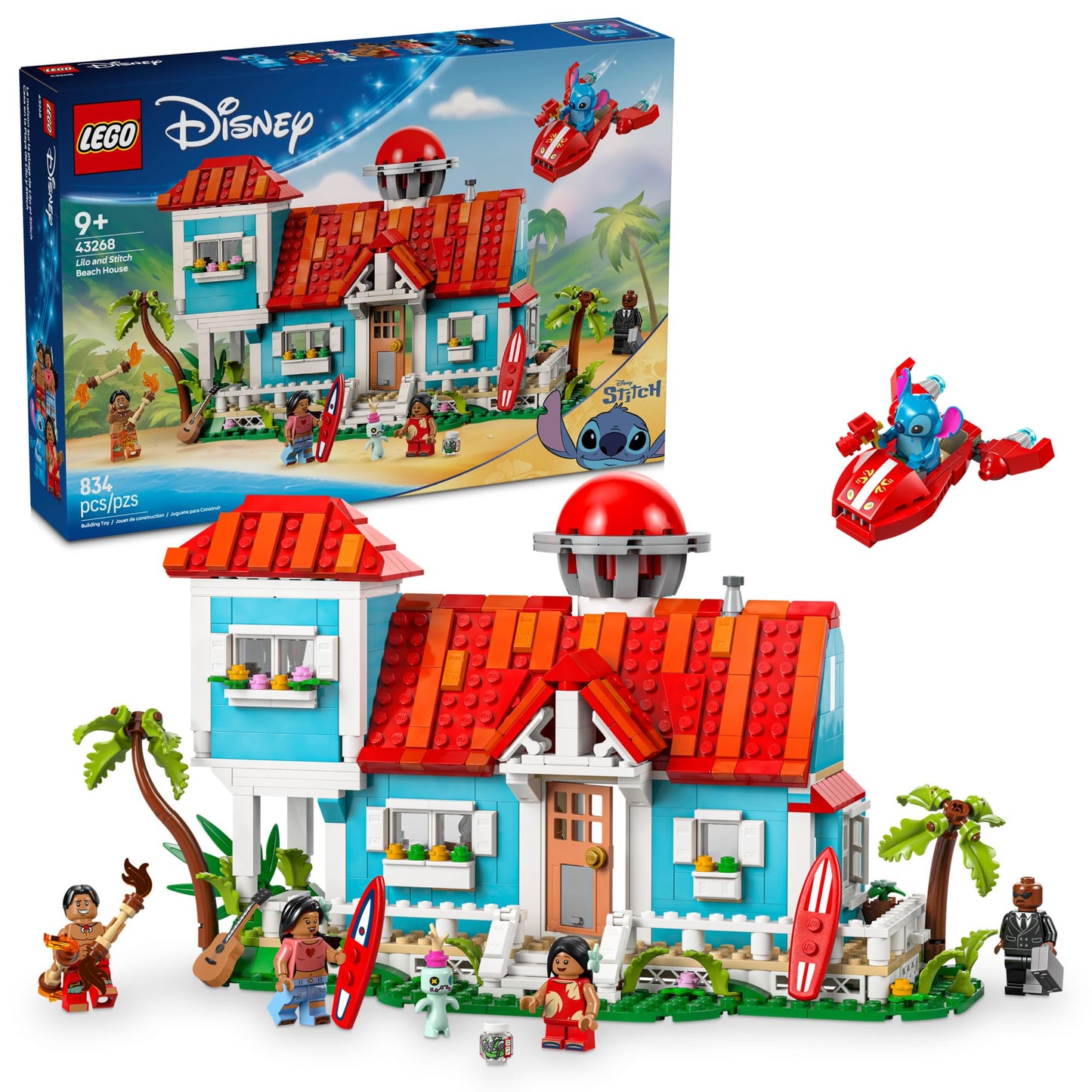 LEGO Disney Lilo and Stitch Beach House Toy - Building Playset for Kids, Girls and Boys, Ages 9+ - Includes 5 Minifigures - Disney Gift Idea for Fans of Lilo & Stitch Movie - 43268 LEGO