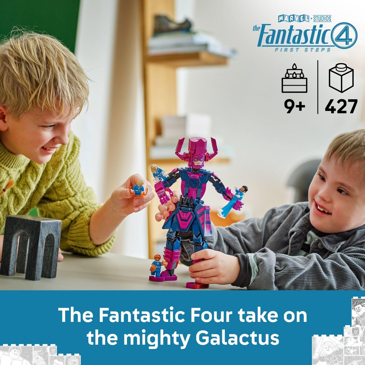 LEGO Marvel Fantastic Four vs. Galactus Construction Figure - Super Hero Building Toy - 4 Minifigures, Including The Thing, Invisible Woman and Human Torch - Gift for Kids, Boys and Girls, 9+ 76316 LEGO