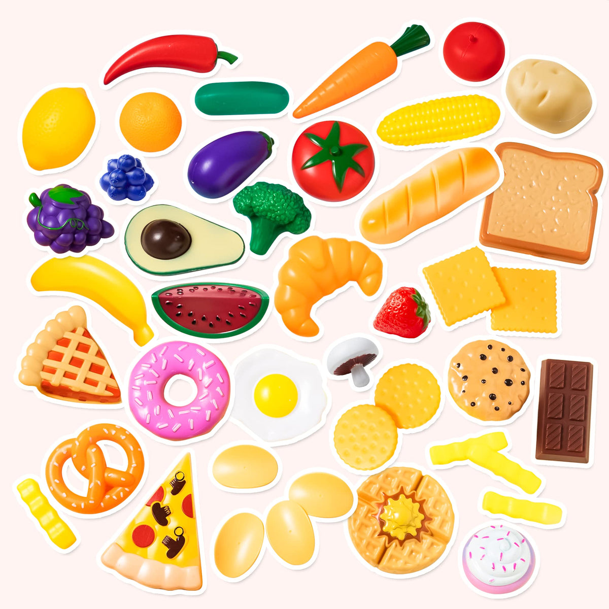 JOYIN 50 Pieces Kids Plastic Play Food Toys, Fake Food, Pretend Kitchen Playset, Toddler Imaginative Development Toys, Fun Educational Game Accessories, Christmas Bithday Gifts Party Supplies 🍁 All In One Marketplace Canada