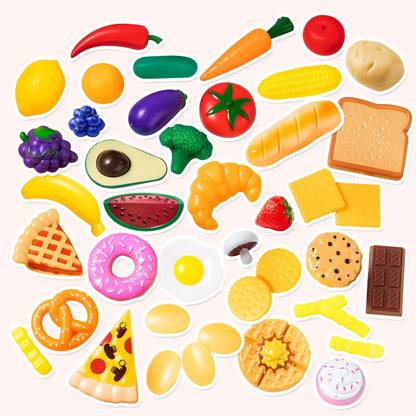 JOYIN 50 Pieces Kids Plastic Play Food Toys, Fake Food, Pretend Kitchen Playset, Toddler Imaginative Development Toys, Fun Educational Game Accessories, Christmas Bithday Gifts Party Supplies 🍁 All In One Marketplace Canada