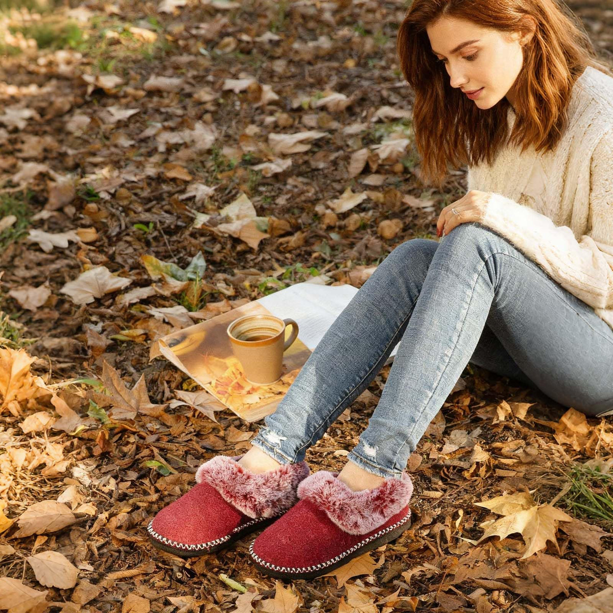 EverFoams Women's Bootie Slippers Memory Foam Burgundy, Size 9 US 🍁 All In One Marketplace Canada