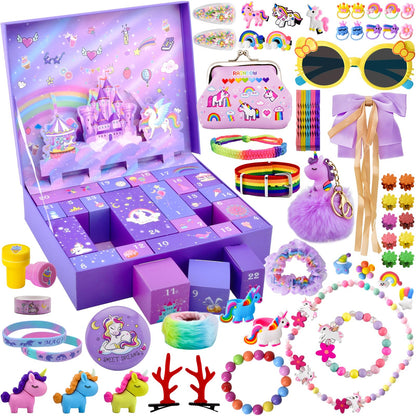 Advent Calendar 2026 for Girls, Christmas Countdown Calendar with 24 Unique Jewellery Gifts, Including Hair Accessories, Jewelry, Hair Clips, Beautiful Bracelets, Cute Ring, Stickers, Coin Purse 🍁 All In One Marketplace Canada