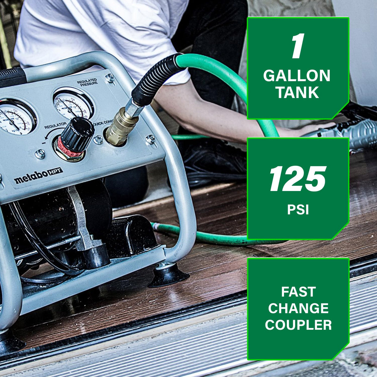 Metabo HPT Quiet Air Compressor | 125 PSI | 1 Gallon | EC28MM