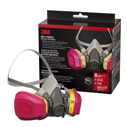 3m 62023ha1-c Half Facepiece Reusable Respirator All-in-one Kit, Multi-purpose, M (1 Mask and 1-pair Cartridges) - Available at All In One Marketplace Canada