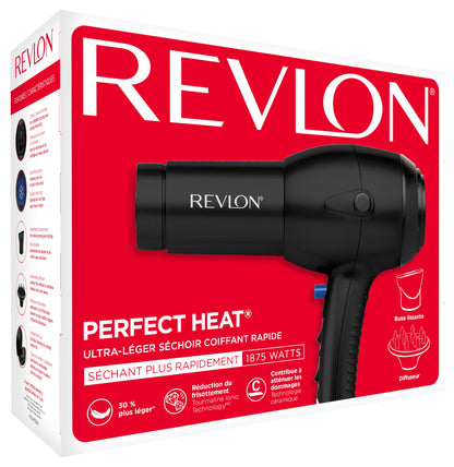 Revlon RV544FBLK Advanced Ionic Technology™ Hair Dryer with Diffuser, Powerful, Ionic Hair Dryer with Concentrator, Quick Dry, Lightweight, 2 Heat/ Speed Settings, Less Frizz, Shiny and Smooth Hair, Black REVLON