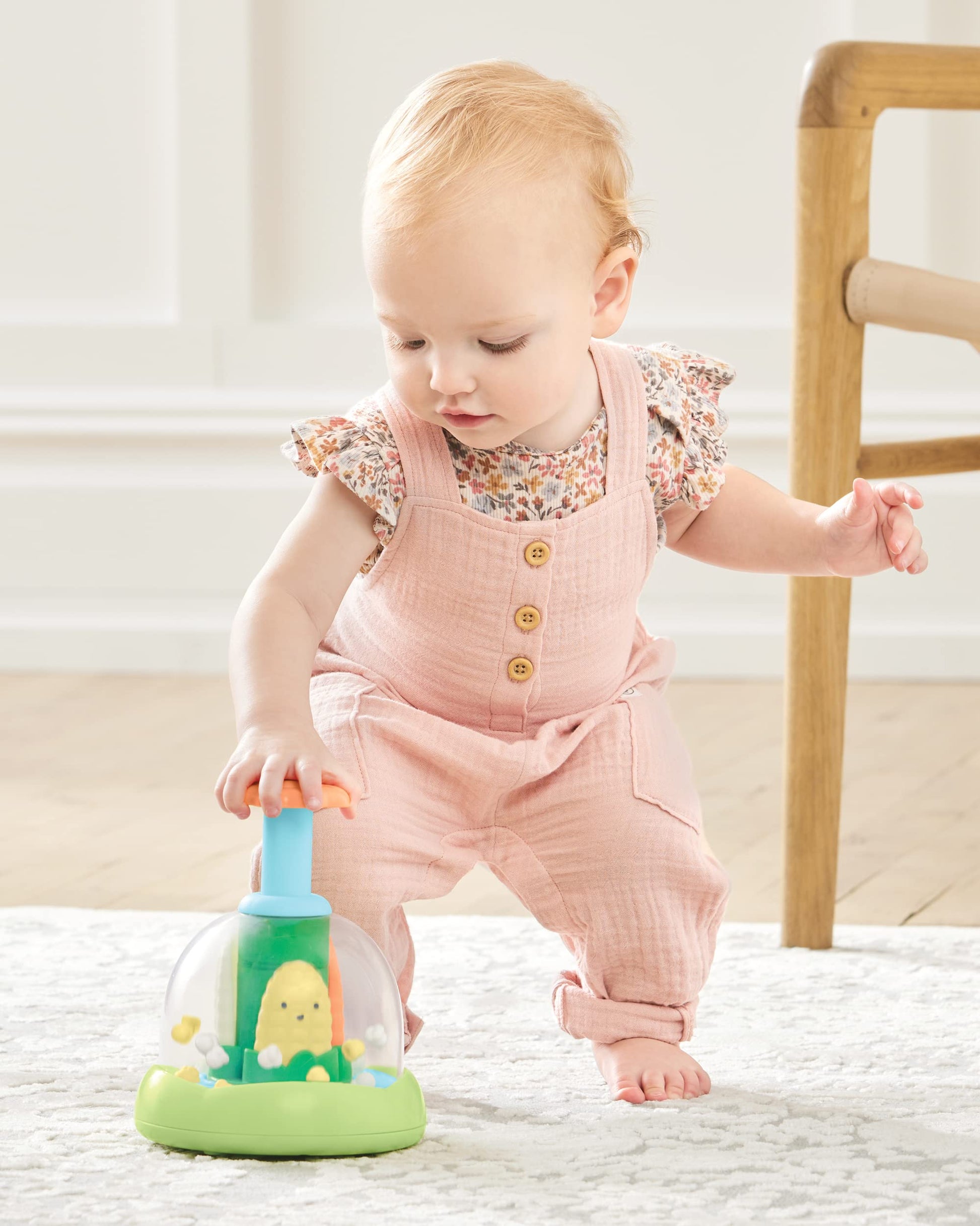 Skip Hop Press & Spin Baby Toy, Farmstand What's Poppin Corn Spinner Skip Hop