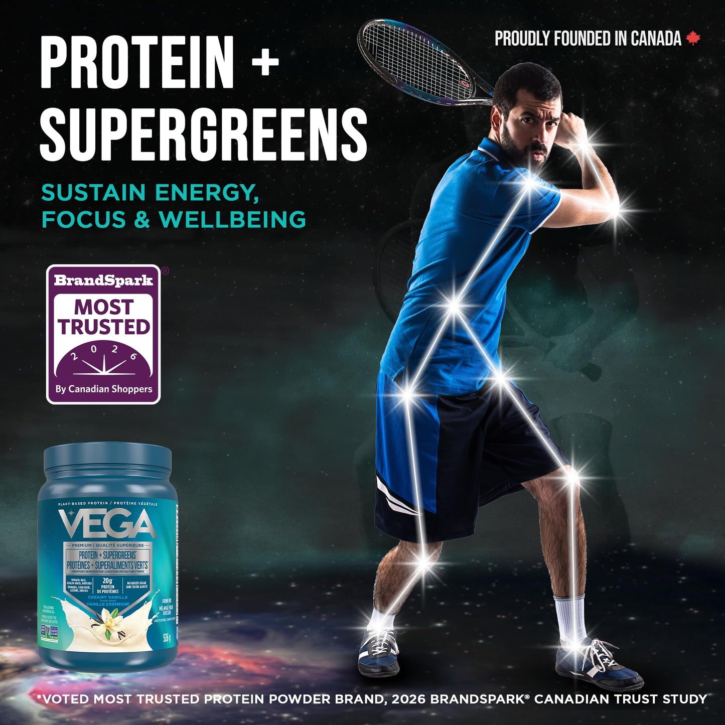Vega Protein + Supergreens - 20g Plant-Based Pea Protein with Veggies, Vanilla, 18 Servings, Vegan Keto, Non-GMO, Gluten Free, Dairy Free, Low Carb, 526g (Packaging May Vary)