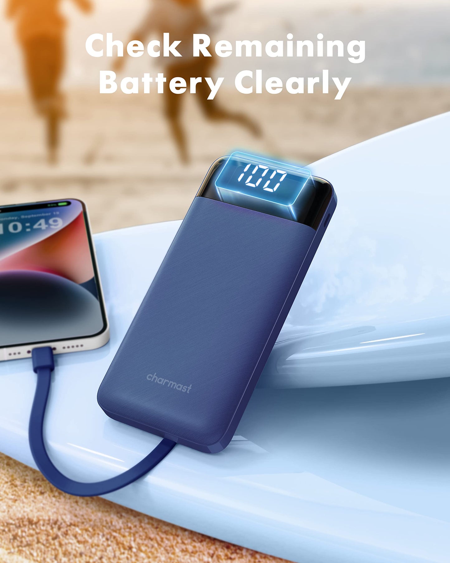 Charmast Portable Charger with Built in Cables, Power Bank with Cords Wires, Slim 10000mAh Travel Battery Pack 6 Outputs 3 Inputs 3A Fast Charging for Samsung Google Pixel LG Moto iPhone iPad - Available at All In One Marketplace Canada