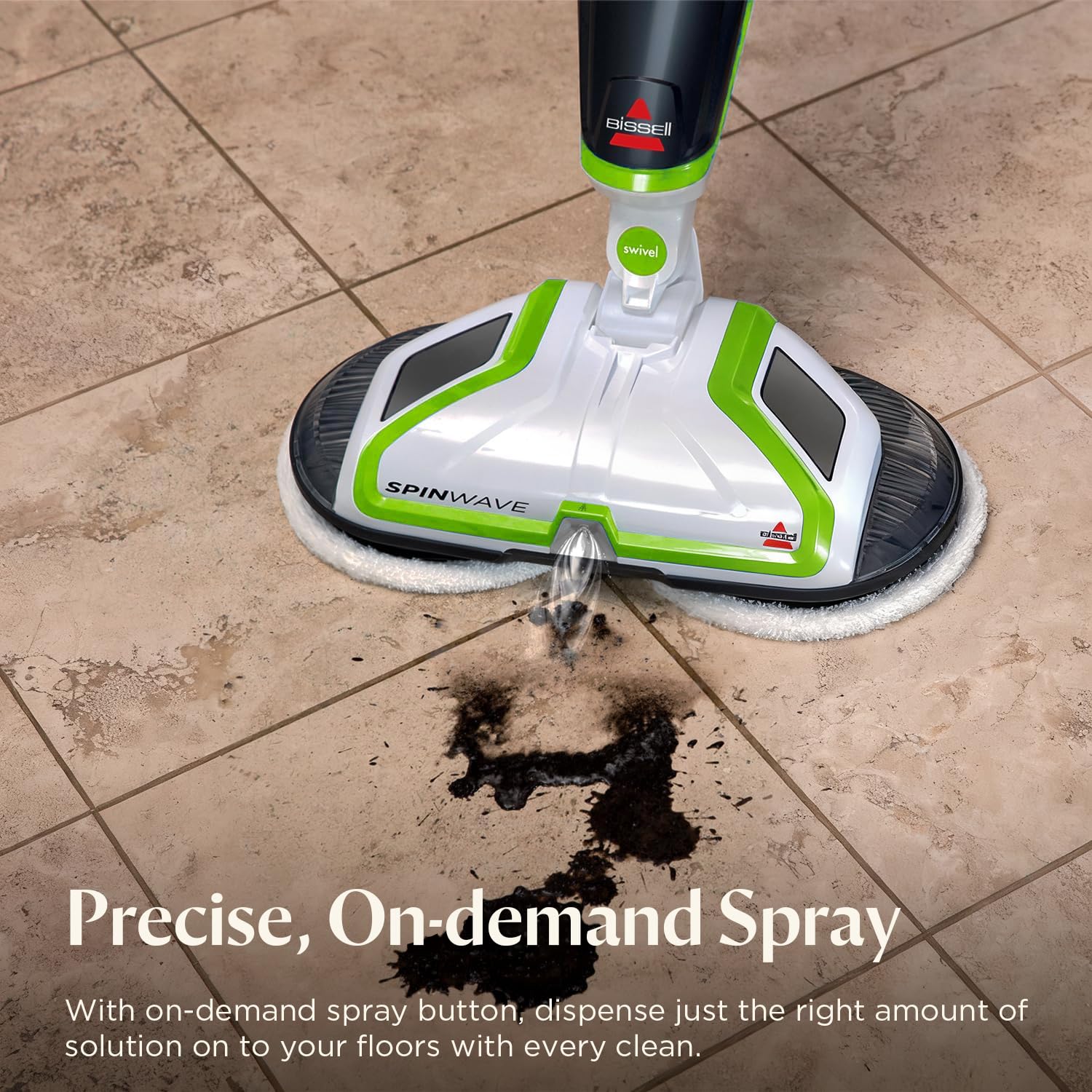 Bissell Spinwave Cord Powered Hard Floor Mop 2039C - Quiet Operation with On Demand Spray for Sealed Hard Floor Surfaces - Includes Trial Formula, A Set of Soft Pads and A Set of Scrub Pads Bissell