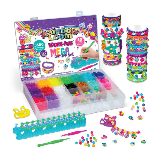 Rainbow Loom Loomi-Pals MEGA Set, Features 60 Cute Assorted LP Charms, The New RL 2.0, Happy Looms, Hooks, Alpha & Pony Beads, 5600 Colorful Bands All in a Carrying Case for Boys and Girls 7+ 🍁 All In One Marketplace Canada Rainbow Loom