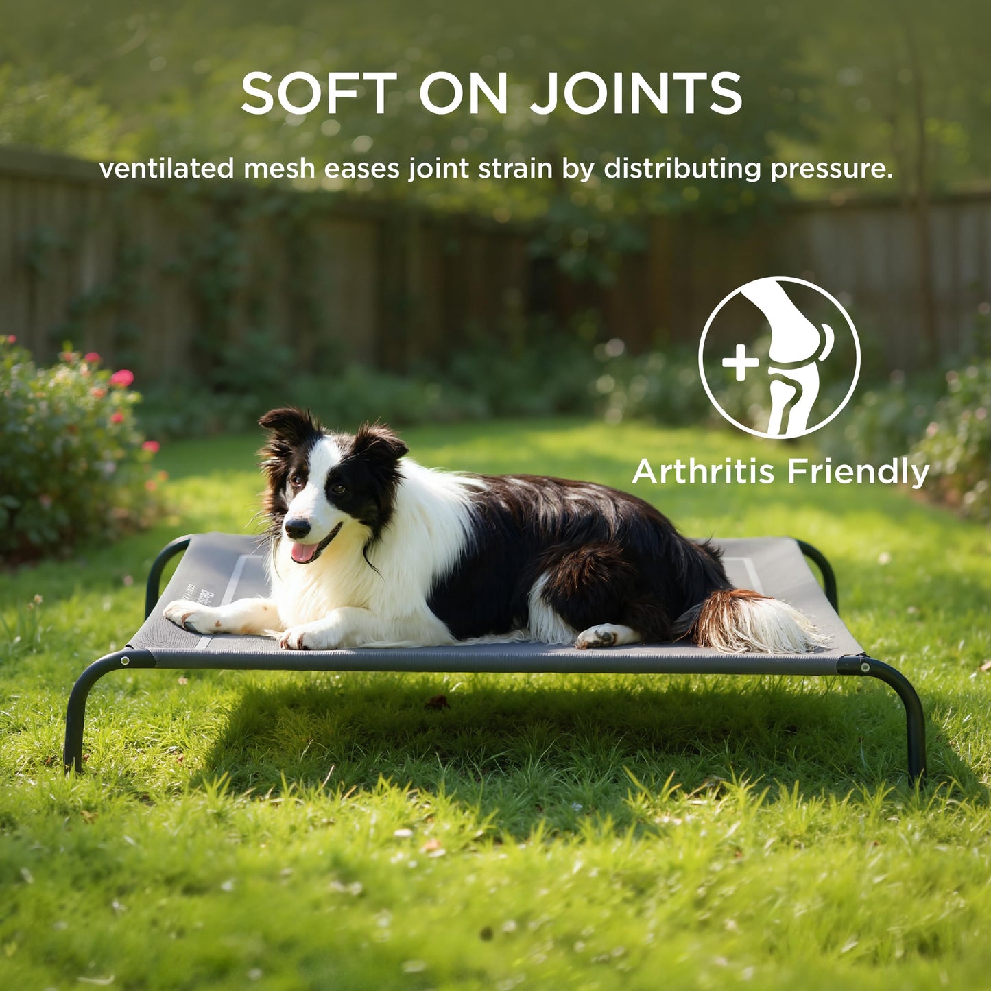 Bedsure Large Elevated Outdoor Dog Bed - Raised Dog Cot for Large Dogs, Portable Outdoor Pet Bed for Camping or Beach, Cooling Summer Frame with Breathable Mesh, Grey, 49 Inches
