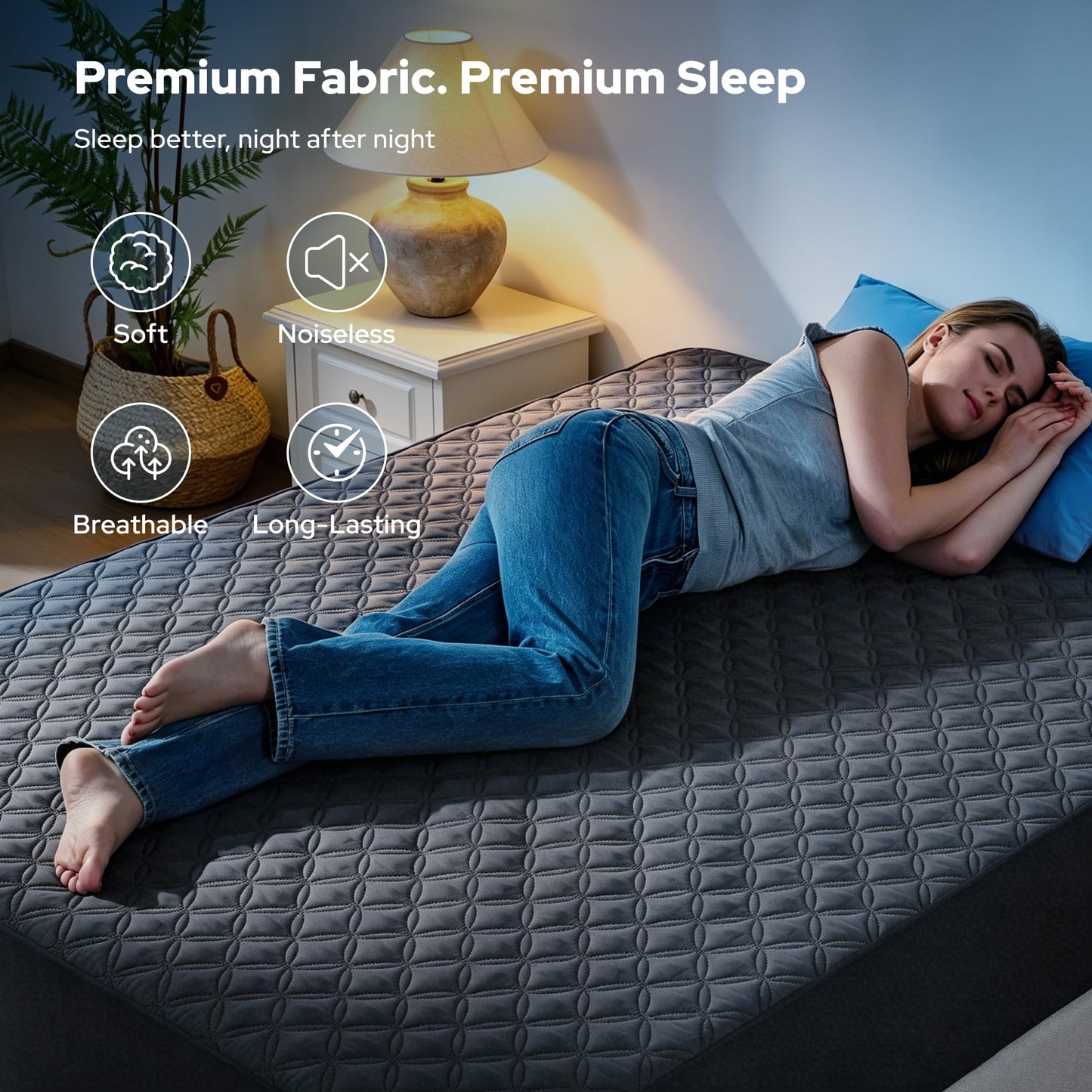 Waterproof Mattress Protector, Noiseless Queen Size Mattress Pad with Deep Pocket Fitted Up to 6"-21", Soft & Breathable Dirt-Proof Bed Mattress Cover Washable for Home, Bedroom, Hotel (Gray)