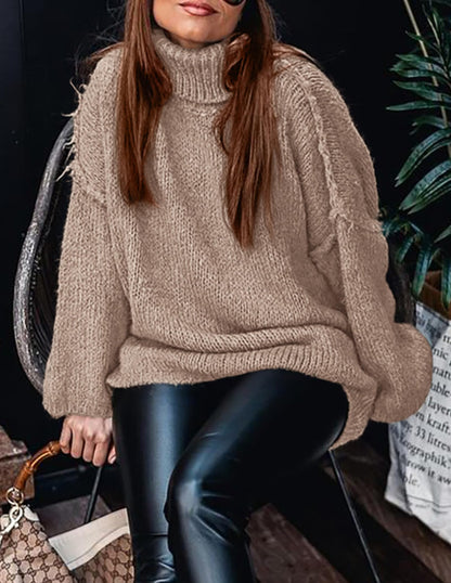 PRETTYGARDEN Womens Turtleneck Long Sleeve Oversized Sweaters Khaki 🍁 All In One Marketplace Canada