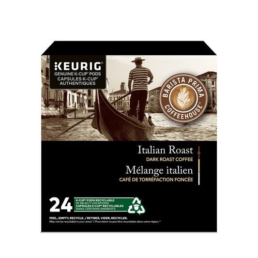 Barista Prima Italian Roast K-Cup Pods - 24 Pack for Keurig Brewers