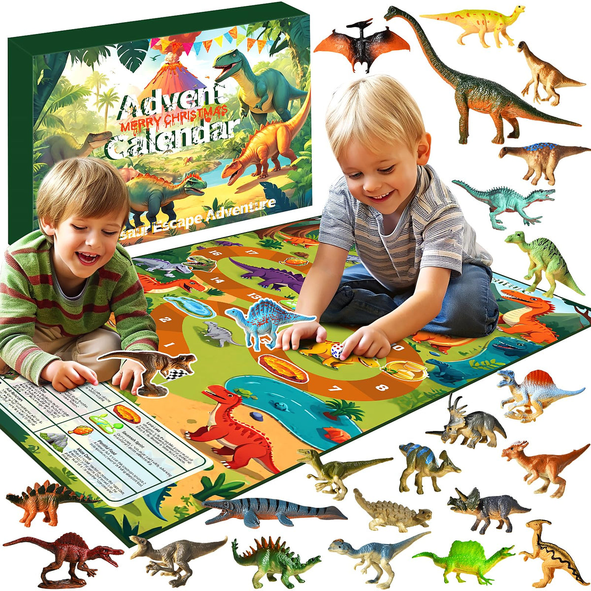 SenZjx Advent calendar 2026, Dinosaur Advent Calendar Kids Gift, Christmas Surprise 24 Unique Dinosaurs with Educational Facts - Family Dice Game with Escape Map 🍁 All In One Marketplace Canada