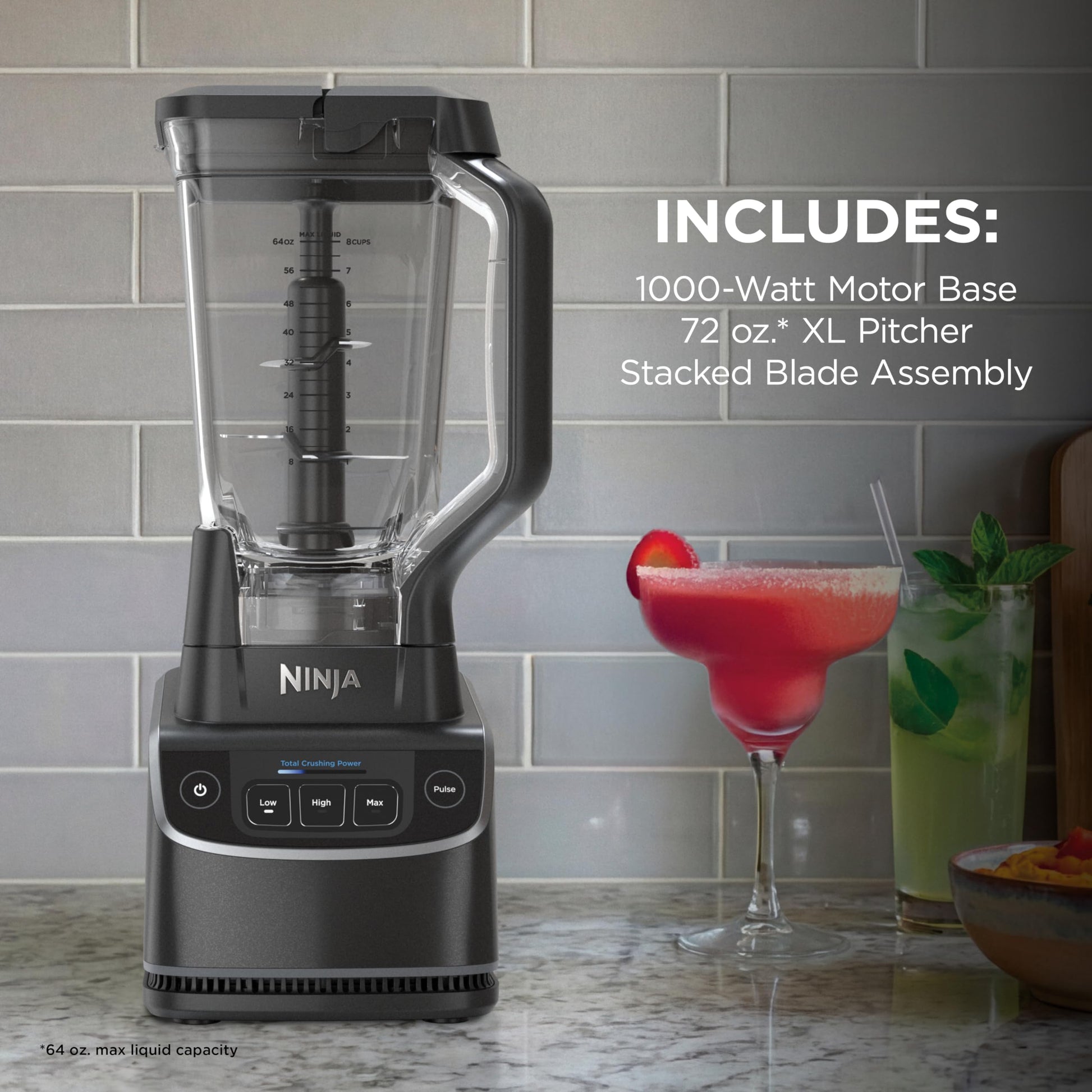 Ninja UltraCrush Professional Blender, 1000W, XL 72-oz.* Pitcher, Total Crushing® Technology, 3 Manual Speeds for Ice Crushing, Smoothies, Sauces & More, Full-Size Blender, Black, BP201C - Available at All In One Marketplace Canada