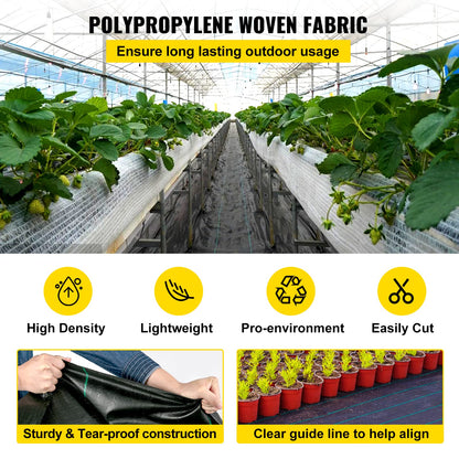 Happybuy 6FT×300FT Weed Barrier Fabric Heavy Duty 2.4OZ, Woven Weed Control High Permeability, Geotextile Fabric for Underlayment, Polyethylene Ground Cover 🍁 All In One Marketplace Canada